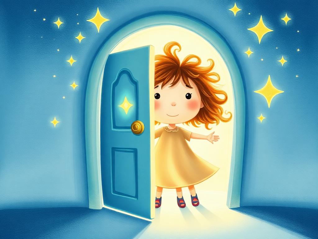 Clara abre a misteriosa porta azul cheia de estrelas